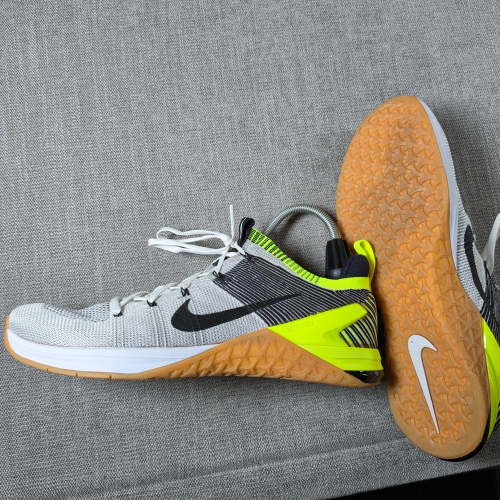 NEW Nike Metcon DSX Flyknit 2 Mens 14 Grey Black Volt 924423-107 Training Shoes